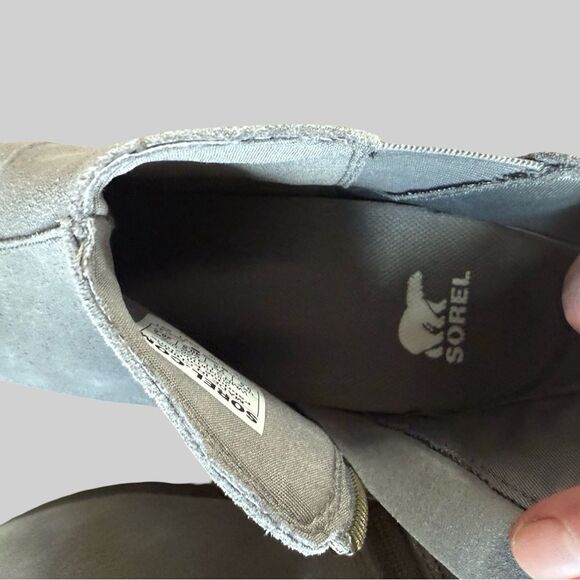 Sorel Evie Zip Leather Quarry/Sea Salt Women's Ankle Boot Size 9.5 - Picture 7 of 9